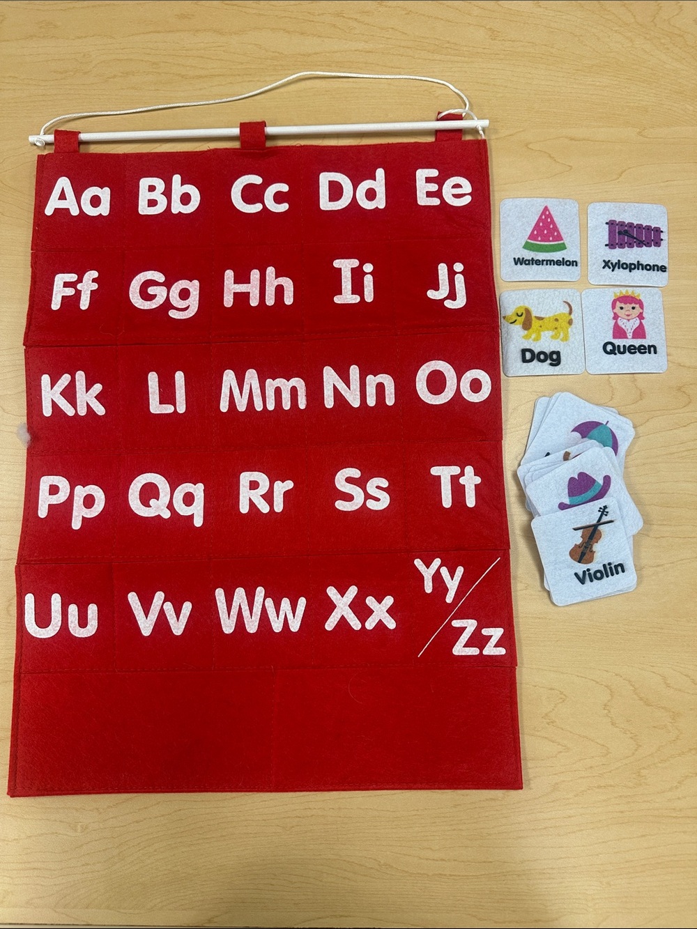 Red Alphabet Pocket Chart Wall Organizer for Kids